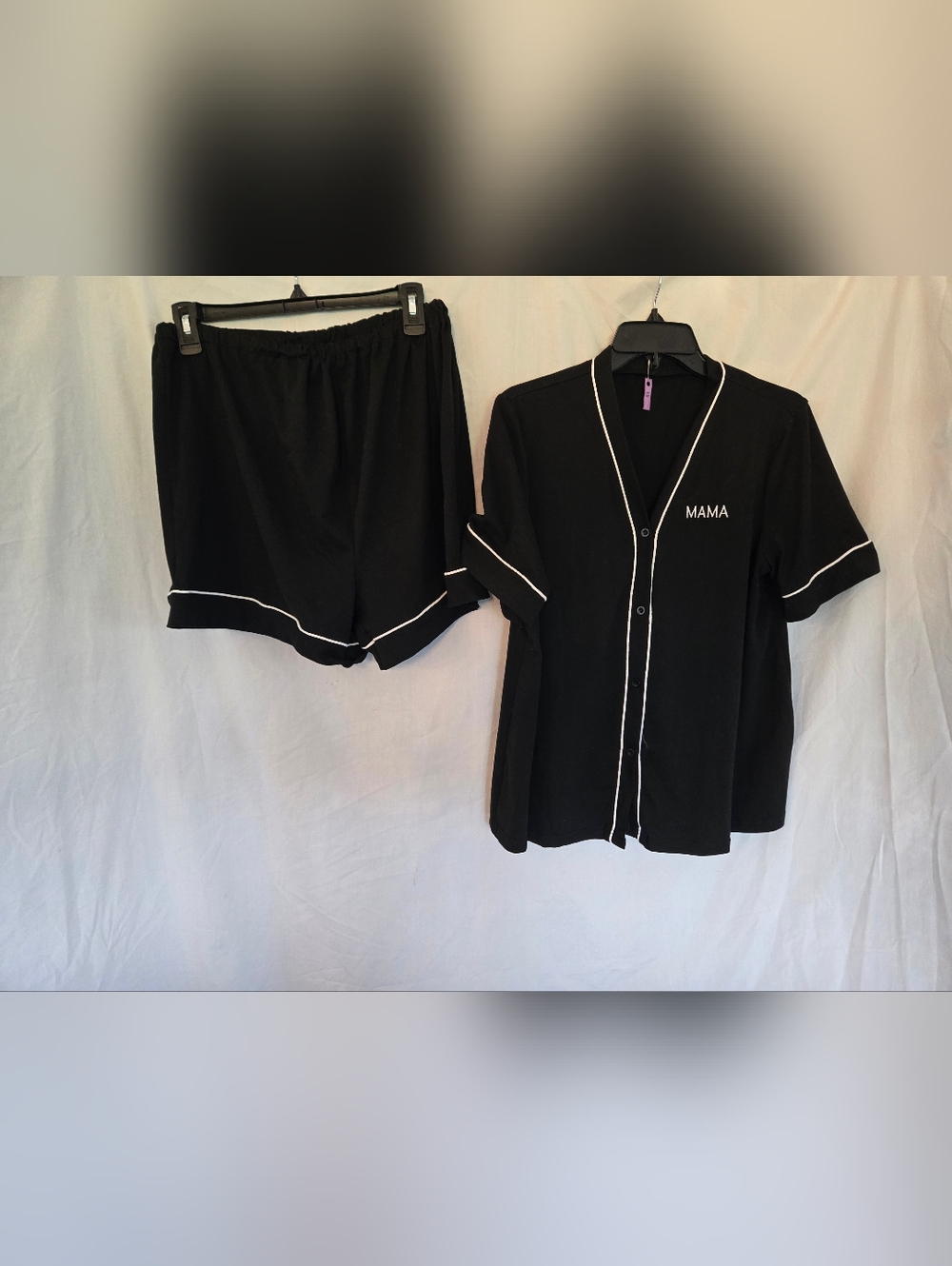 SHIEN - Black & White "MAMA" PJ Set - (M)